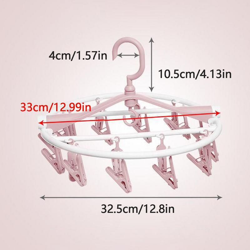 Sock Drying Rack Laundry Space Saver 20 Clips Hanger Portable Folding Round Sock Rack For Bathroom Outdoor Patio Dorm Closet