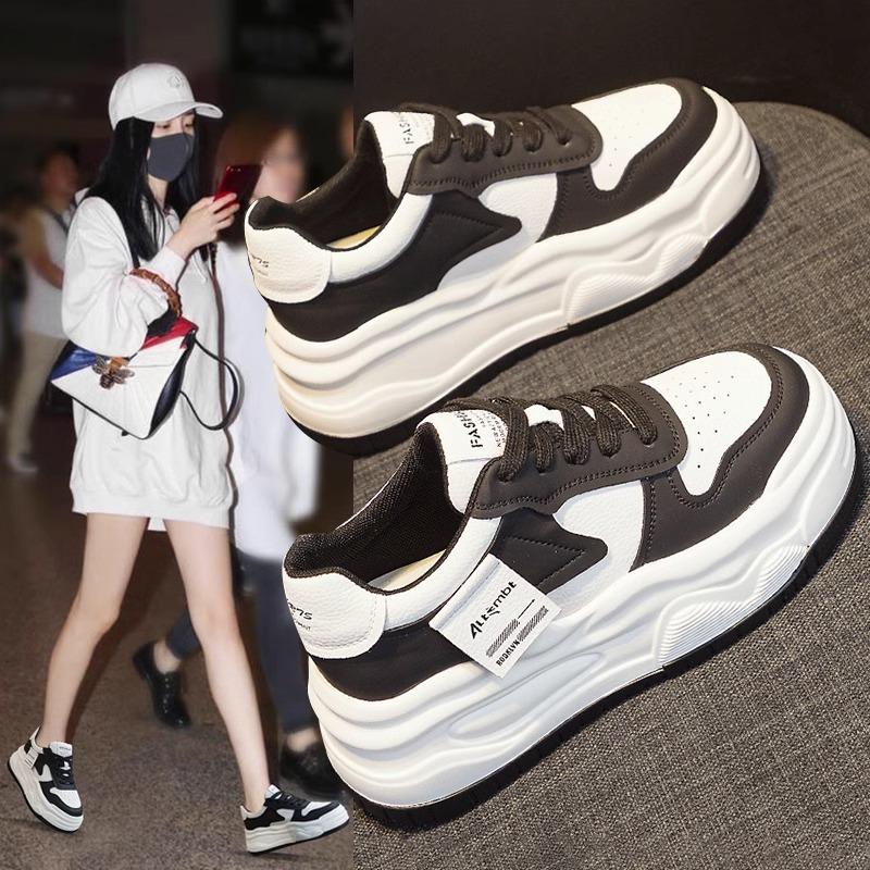 Thick-soled inner height increase white shoes women's new spring muffin board shoes versatile casual sports shoes
