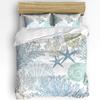 Nautical Theme Sea Turtle Starfish Compass Duvet Cover with Pillow Case 3pcs Bedding Set Quilt Cover Double Bed Home Textile