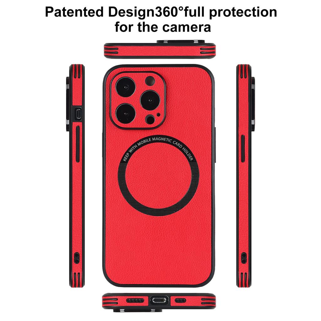 Suitable for iPhone14 mobile phone case 13Pro solid color leather pattern magnetic suction all-inclusive anti-drop case 12Max solid color case