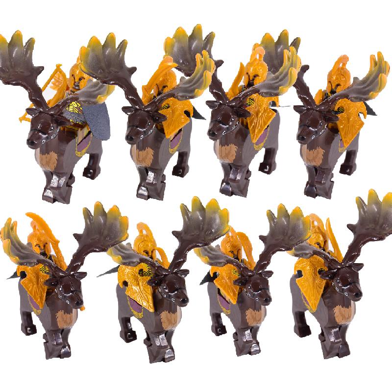 MOC Elficcy Rycerze Thranduil Megaloceros Wierzchowiec lotr Żołnierze Zwierzęta Klocki Cegiełki Średniowieczne Zabawki dla dzieci Prezenty Świąteczne