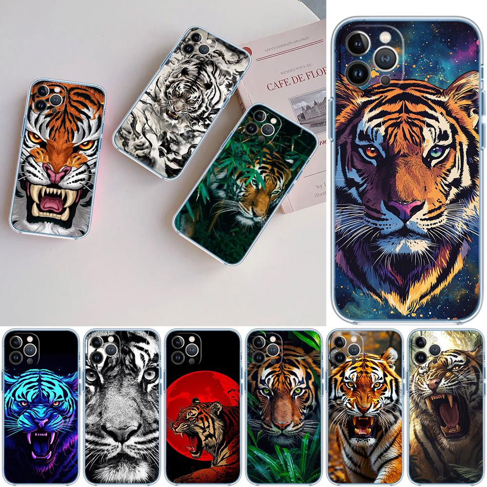CJ7 Animal Tiger Soft Shell Transparent Phone Case for Samsung Galaxy A04 A04S A14 A23 A34 A54 M23 M33 M52 M53