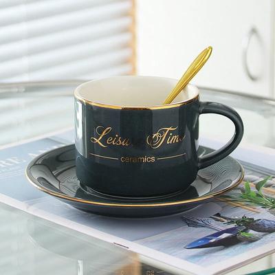 Tazza in Ceramica Stile Nordico con Piattino e Cucchiaino Set Oro Design Inglese Tazze da Caffè Latte Colazione Tazza per Tè al Latte Drinkware Regali