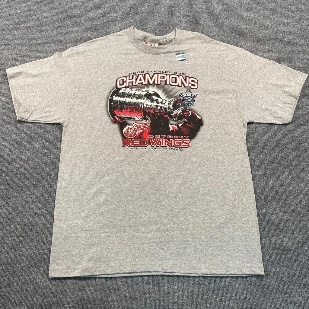 2008 NHL Stanley-Cup Champions Detroit Red-Wings Shirt XL 23x31 Gray