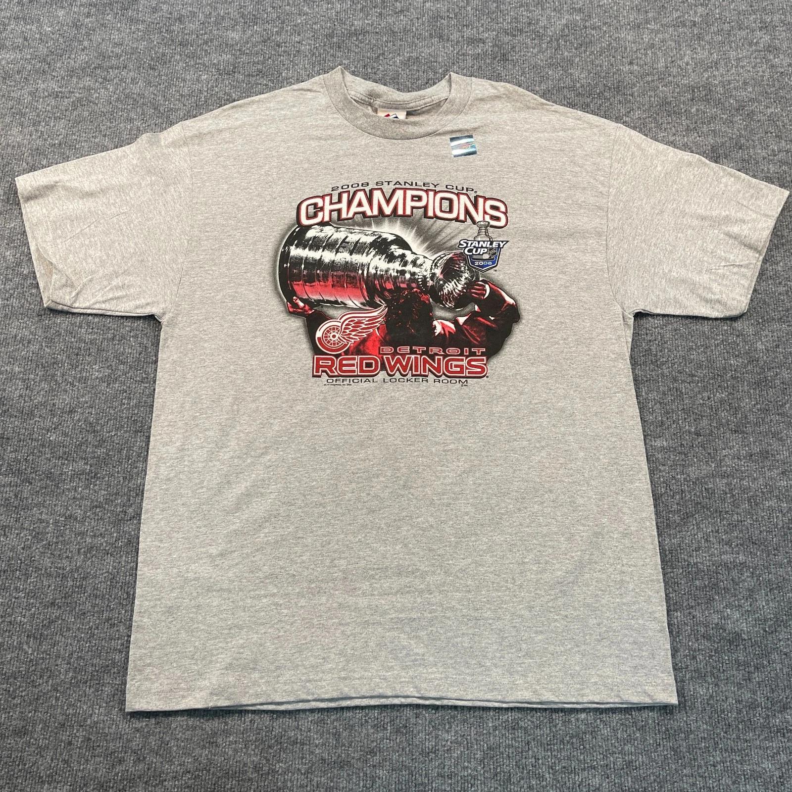 2008 NHL Stanley-Cup Champions Detroit Red-Wings Shirt XL 23x31 Gray S