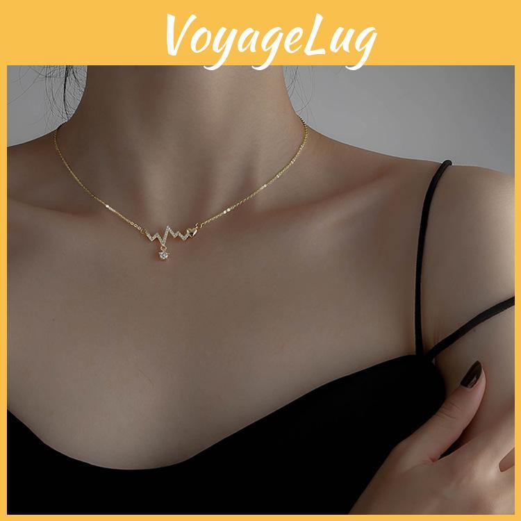 Alloy Heartbeat Necklace For Women Geometric Style Regular Chain Multi-layer Design Electroplated Fashion Jewelry