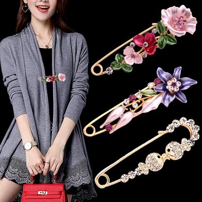 1PCS Large Pin Bohemian Style Shiny Brooch Coat Anti-exposure Silk Scarf Buckle Shawl Buckle Pin Versatile Corsage