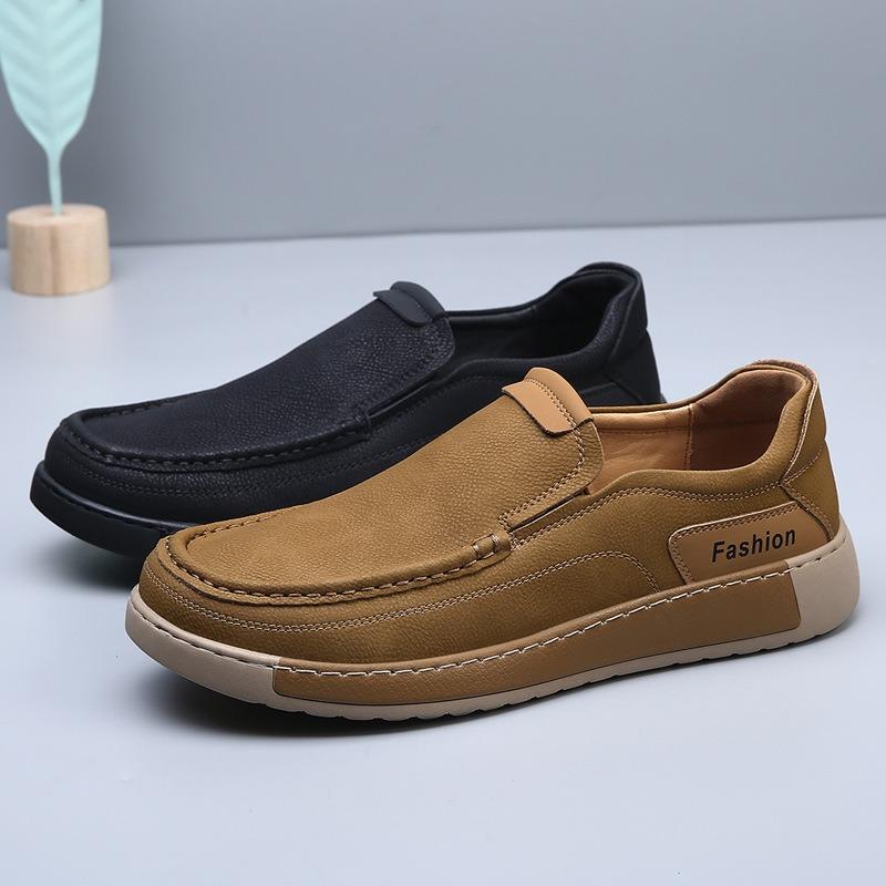 Autumn New Men's Shoes Are Breathable and Comfortable, Versatile Foot-fitting Casual Leather Shoes, Men's One-pedal Driving