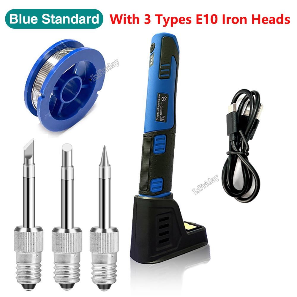 Cordless Electric Soldering Iron Portable Welding Pen Rechargeable Internal Heating Solder Iron Welding Tool with 3Pcs E10 Head