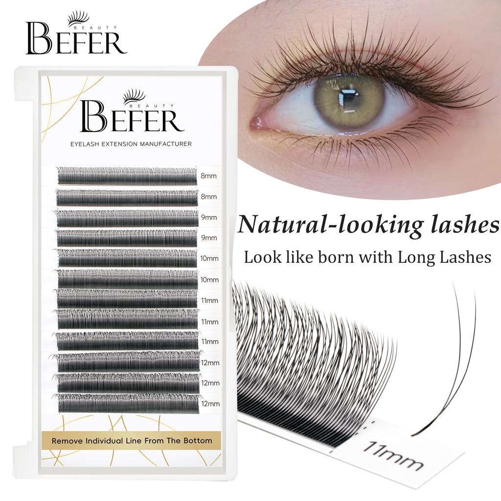 Befer Natural False Eyelashes 2d Narrow 0.07/0.10 Super Soft Eyelash 8-15mm Lashes Extension Supplier High Quality Wholesale