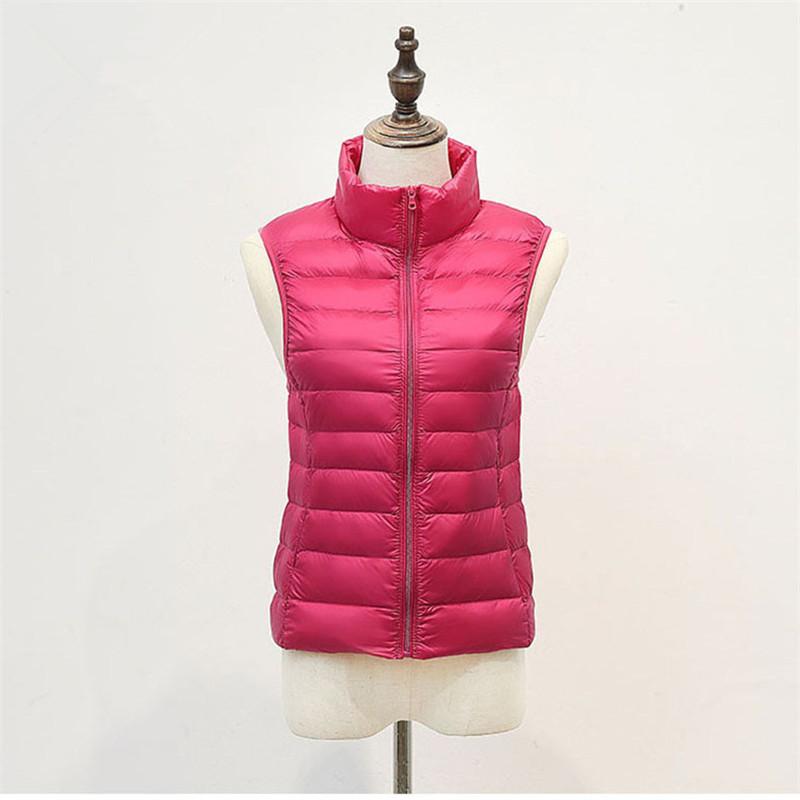 

Весенне-осенний женский короткий пуховый жилет с воротником-стойкой, легкий вес S-4XL XXXXL розы красного