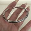 100% Solid 925 Sterling Silver Retro Bracelet for Women Men Vintage Handmade Narrow Leaf Pattern Simple Bracelet Birthday Gift