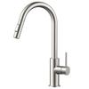 Brushed Nickel Kitchen Faucet with Pull Down Sprayer, Stainless Steel High Arc Gooseneck Modern Sink Faucet with  Ceramic Cartridge, Single Handle