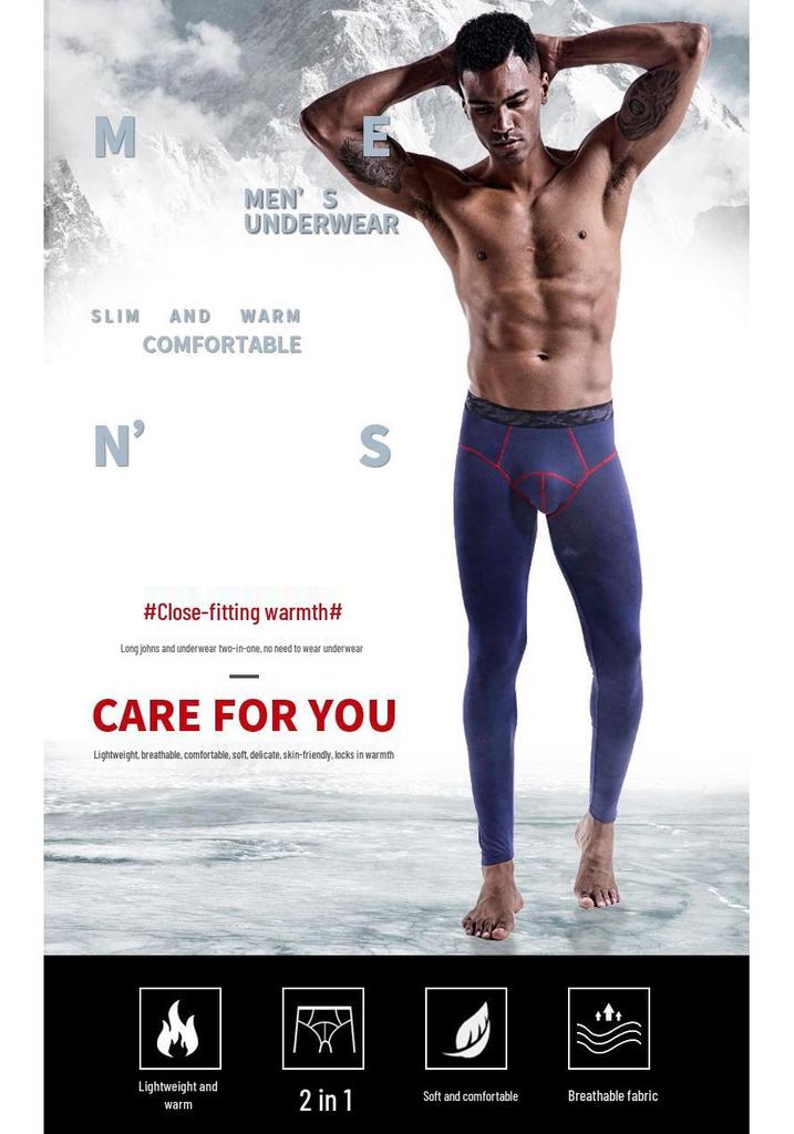 Aoyuan Element Men's Slim Fit Autumn & Winter Warm Pants - Thin Cotton Wool Base Layer.