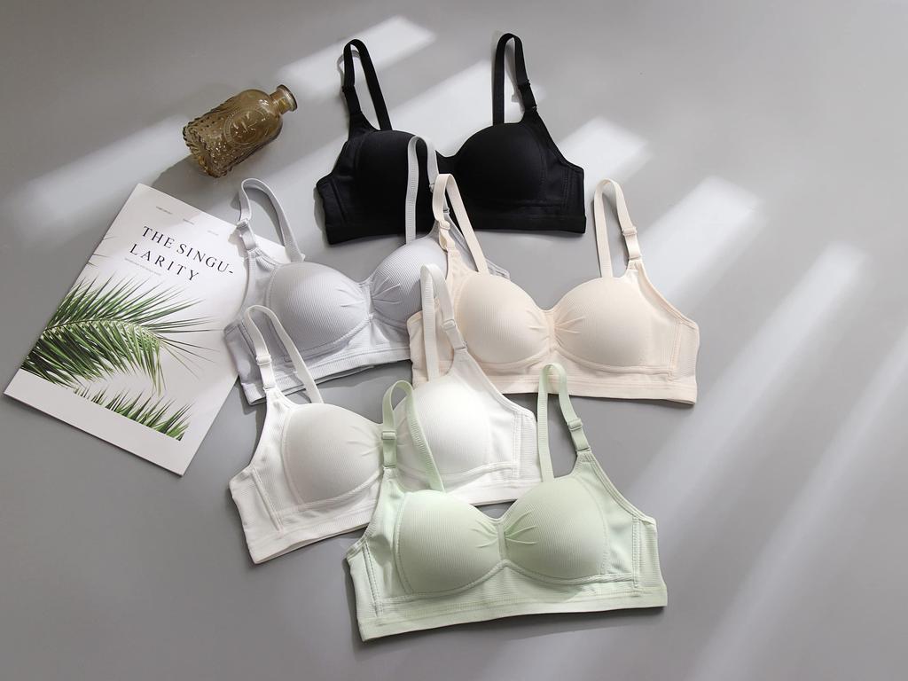 JINJUDUO Wireless Beautiful Enlarged Bra White Women's Bra, Lingerie, Breasts, Cute, (32/70, + Black)