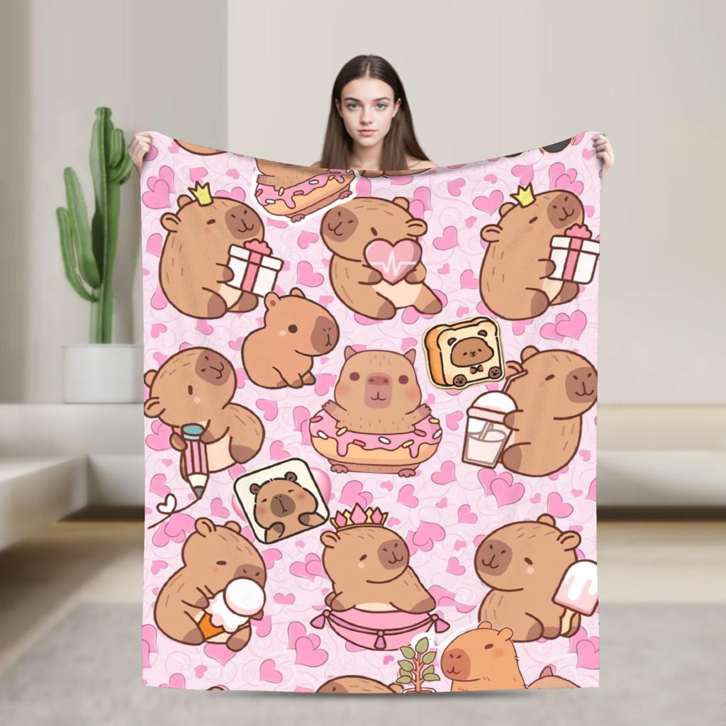 Capybara Blanket Quality Super Soft Throw Blanket Winter Travel Couch Chair Sofa Bed Funny Bedspread