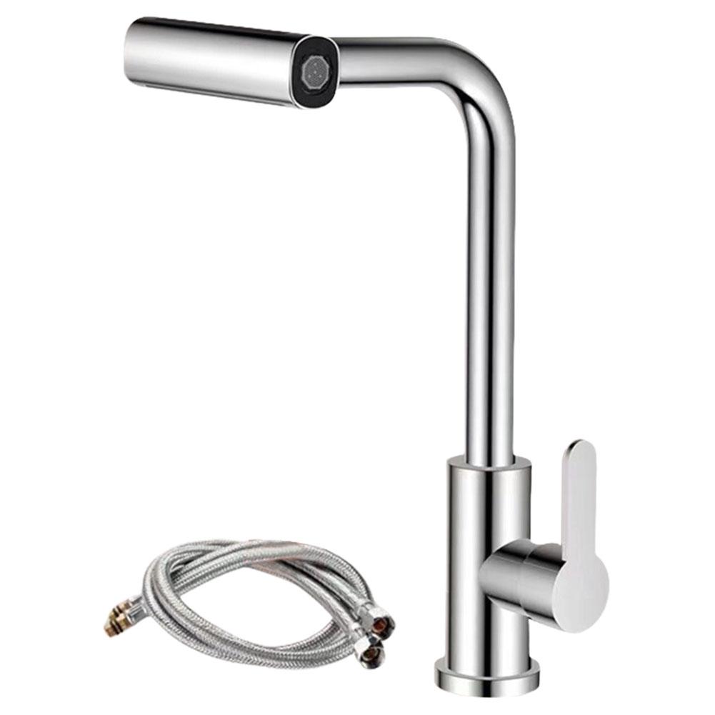 

Stainless Steel Kitchen Faucet, Hot and Cold Mixing Tap, 4-Spray Modes Kitchen Faucet (Suitable for Farmhouse Kitchens, RVs, Lau G1/2