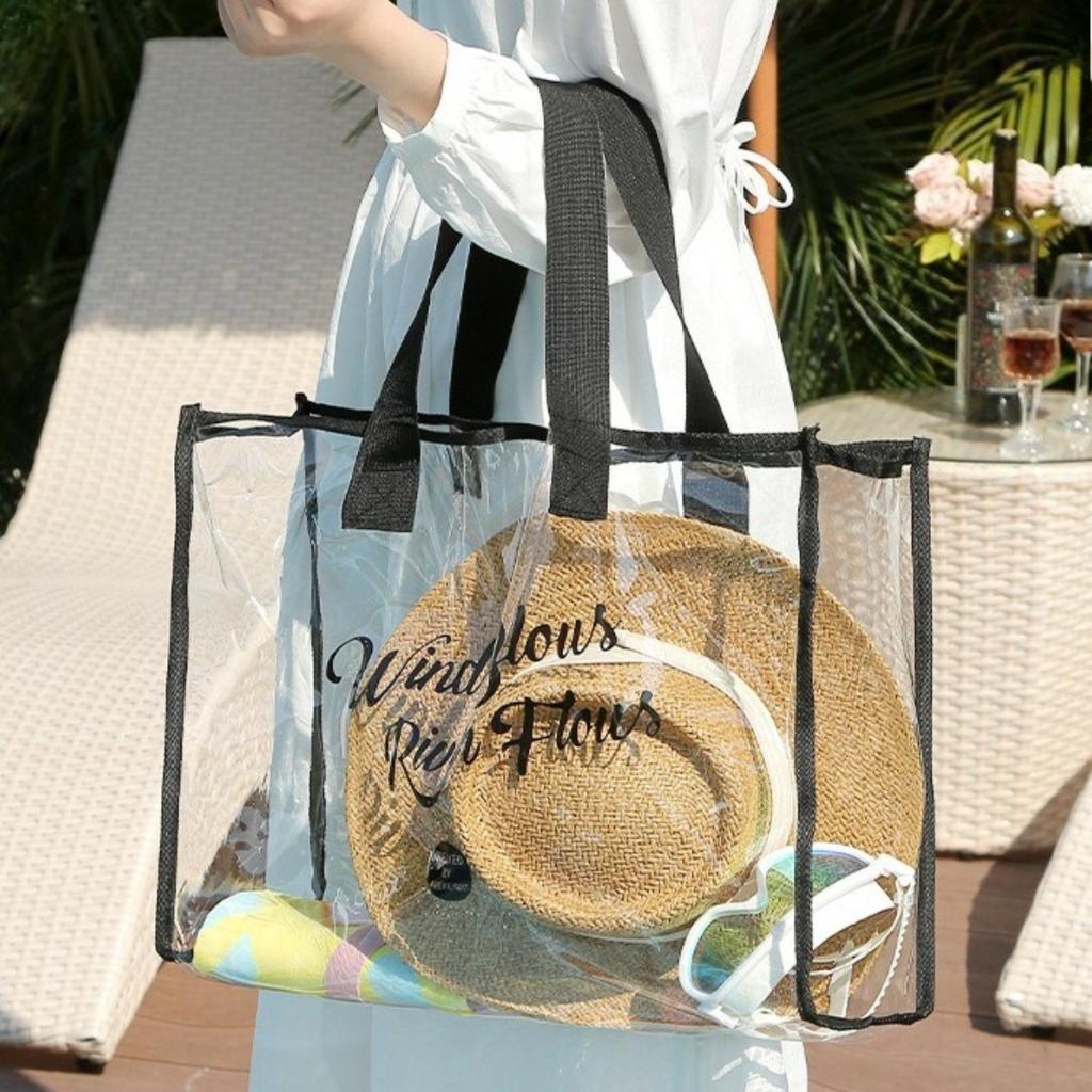 Tragbare Wasserdichte Transparente Schwimmtasche Multifunktionale Kosmetiktasche Toilettenartikel Tasche Große Kapazität Strandtasche mit Griff