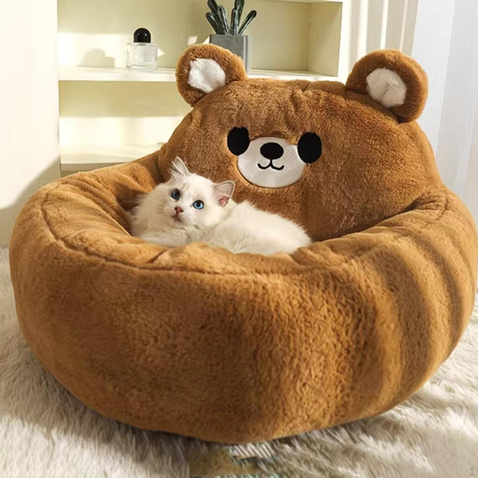 

Уютный домик для кошек на зиму с мягкой подушкой и декоративным дизайном S and brown