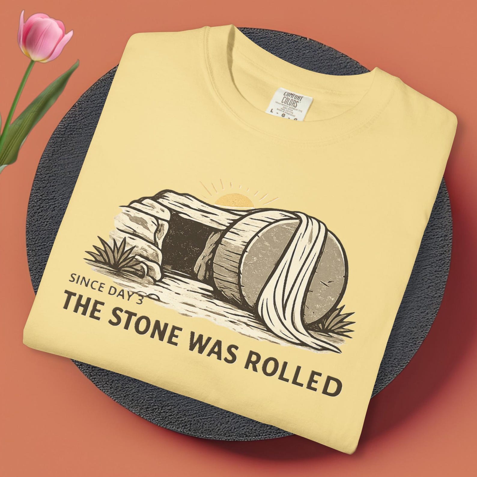Comfort Colors The Stone Was Rolled Christian Shirt, Since Day 3 Easter Tee, Religious Easter T shirt, Resurrection Sunday Shirt 4XL