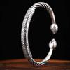 Retro Tibetisches Sechs-Zeichen-Mantra Armband Schriftrolle Lotus Öffnung Silberbeschichtetes Armband Gedrehte Linie Herren Manschettenarmband