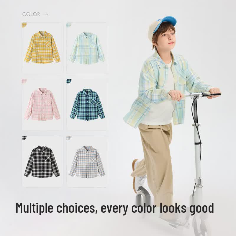 Balabala Kids' Plaid Long-Sleeve Shirt Jacket