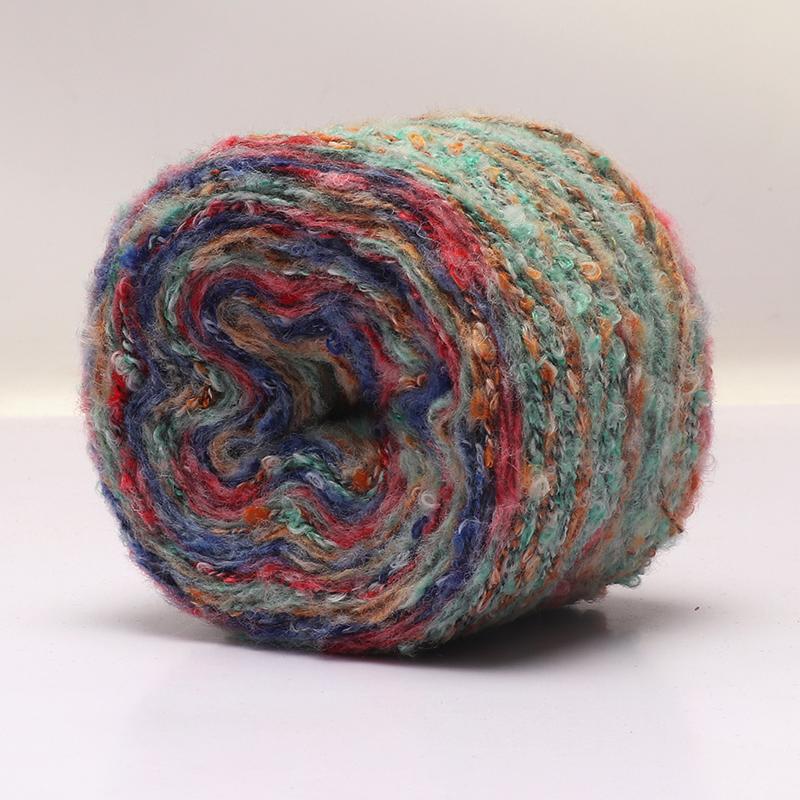 

Oil Painting Color Gradient Long Section Dyed Colorful Rainbow Mohair Wool Yarn Handmade Crocheted Fashionable Warm Sweater
