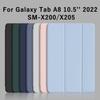 Für Samsung Galaxy Tab A8 10,5'' SM-X200 SM-X205 Dreifach-Klapphülle Magnetischer Ständer PU-Leder Schutzhülle