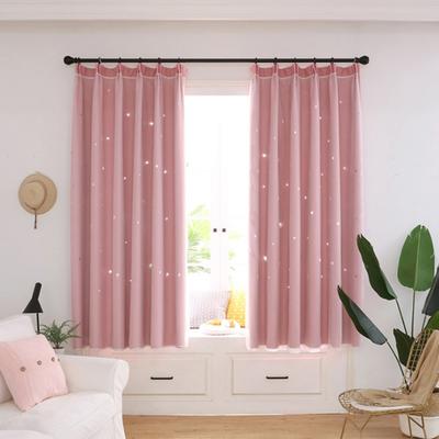 100*200cm Romance Double-Deck Cloth & Blackout Floor-standing Curtain Star Hollow Curtain Drape 2pcs