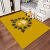Tree and Crest Design on Gold Rug - Non-slip rug suitable for living room and bedroom sofas.