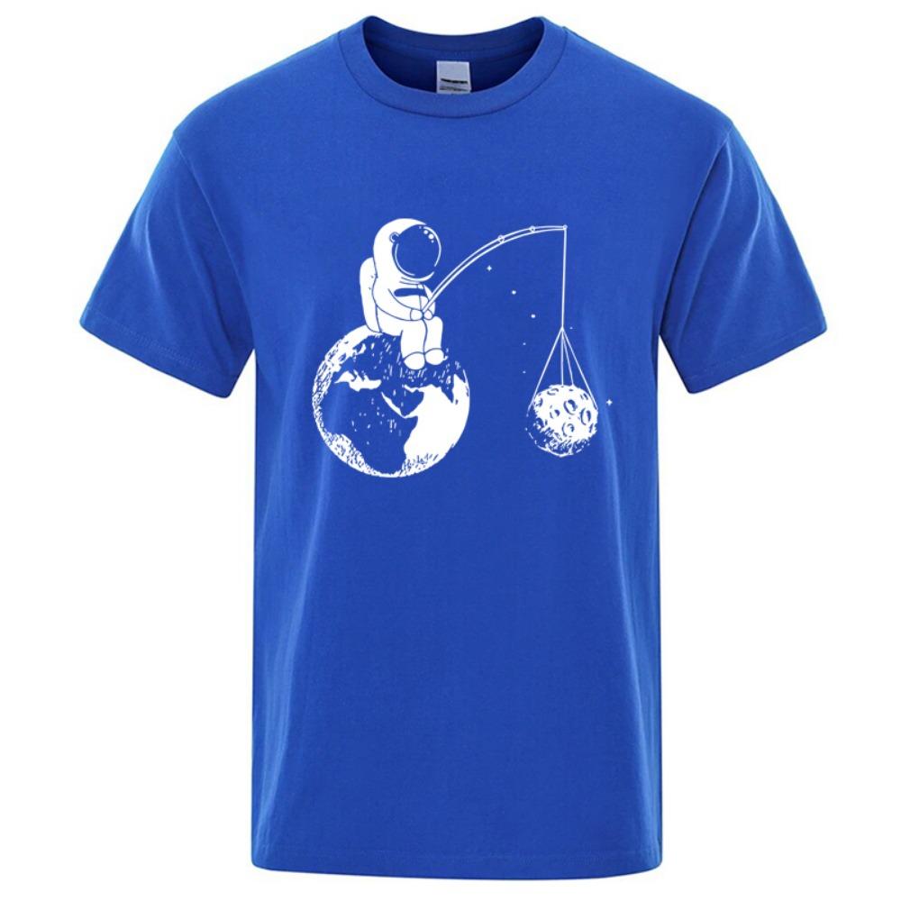 Summer Men High Quality T-shirt Blend Funny Design Astronaut Printing for Men Loose Top Cool Casual Tshirt Male Shirts