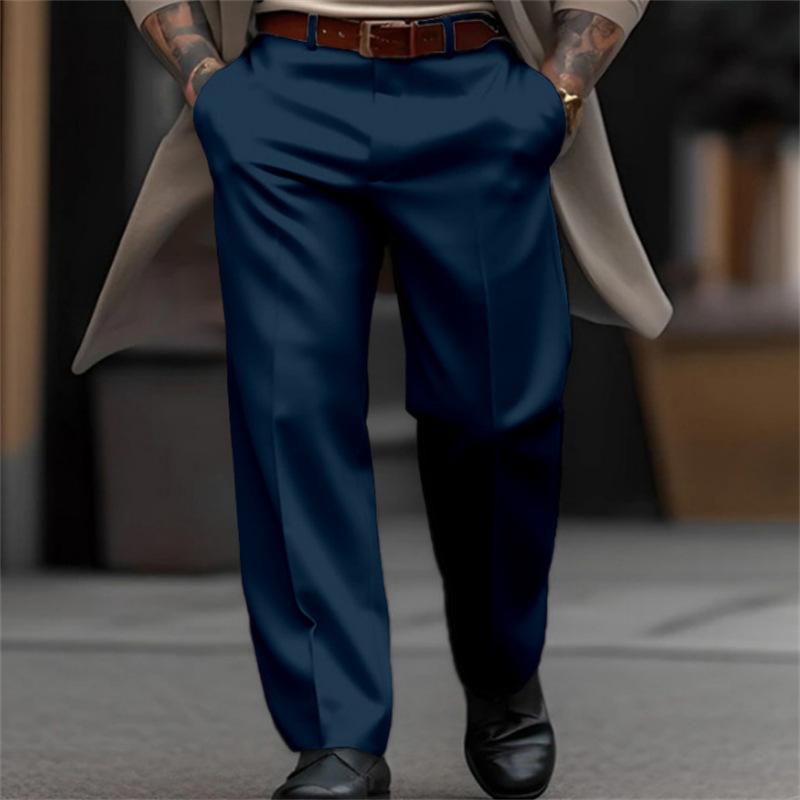 

Мужские формальные однотонные модные уличные повседневные брюки свободного прямого кроя S синий