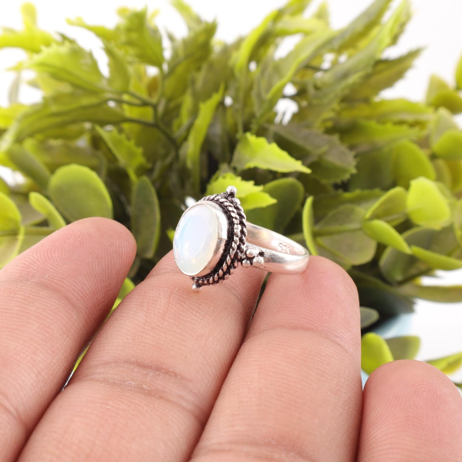 

Молочный опал драгоценный камень 925 стерлинговое серебро ювелирные изделия кольцо ручной работы подарок для подружки невесты RR-9-16 13