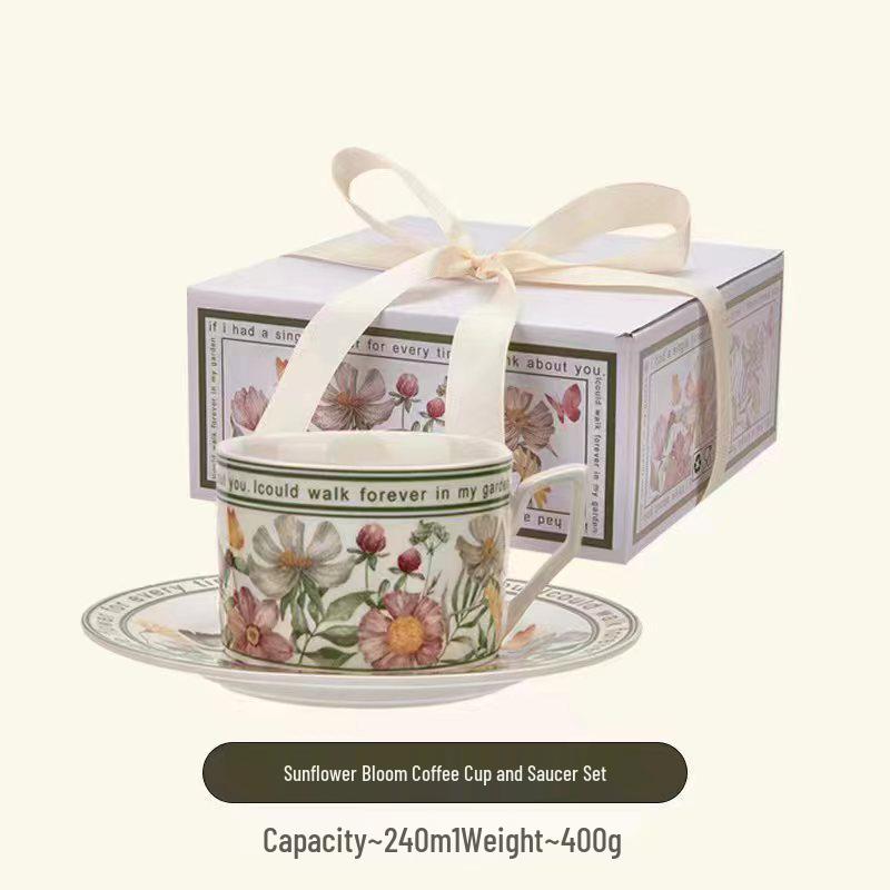 Handmade Ceramic Sunflower Blooms Tea and Coffee Cup Set
