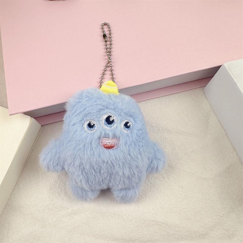 Xiaohongshu One-Eyed Monster Plush Keychain Toy - Cute Cartoon Carabiner Backpack Pendant
