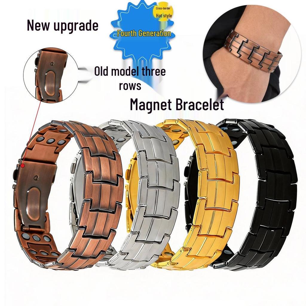 Bracciale Magnetico Vintage con Fibbia per Orologio: Design Retro a Tre File Regolabile per Coppie