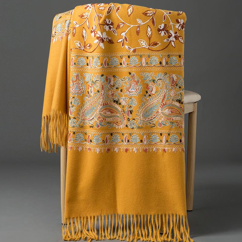 70 * 200cm Autumn And Winter New Women'S Solid Color Versatile Simple Tassel Imitation Cashmere Double-Sided Scarf Warm Scarf Atmosphere Shawl