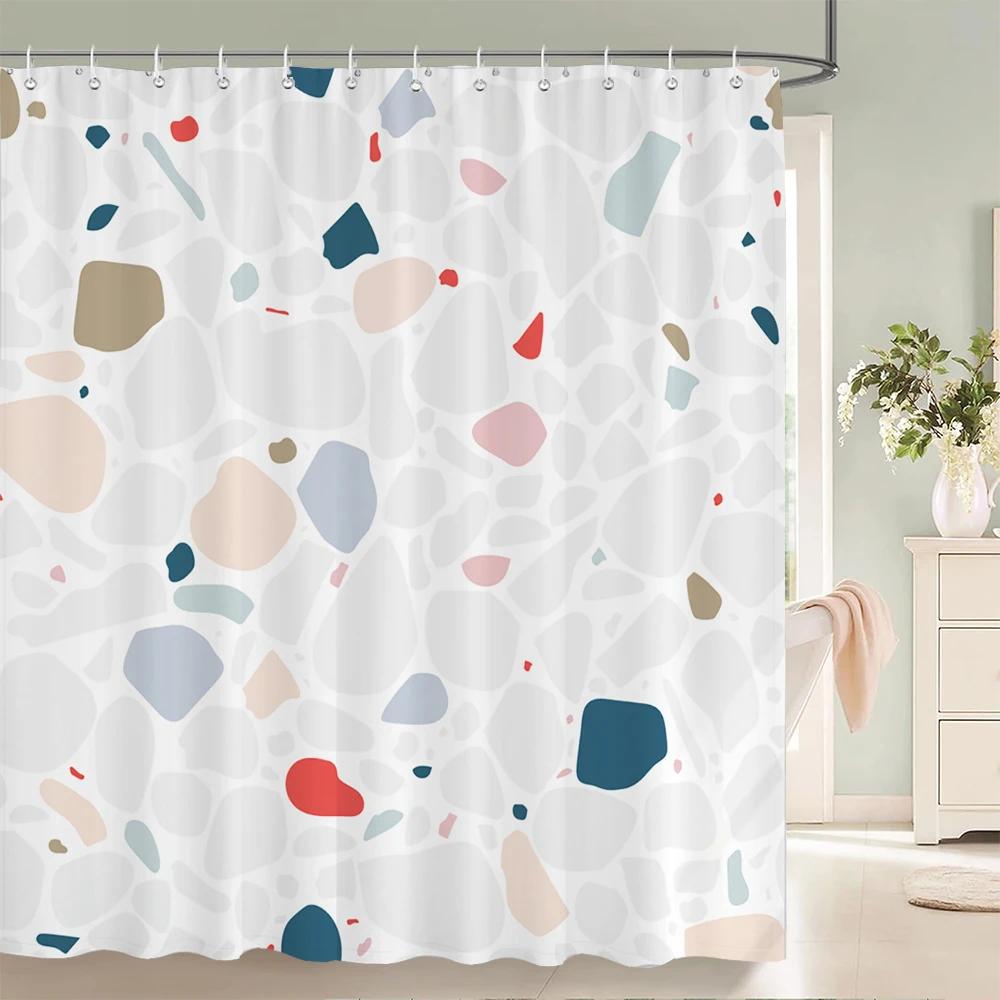 Modern Nordic Mosaic Pattern Shower Curtains Bathroom Polyester Bath Curtains Printing Shower Curtain Decor With Hooks Curtain