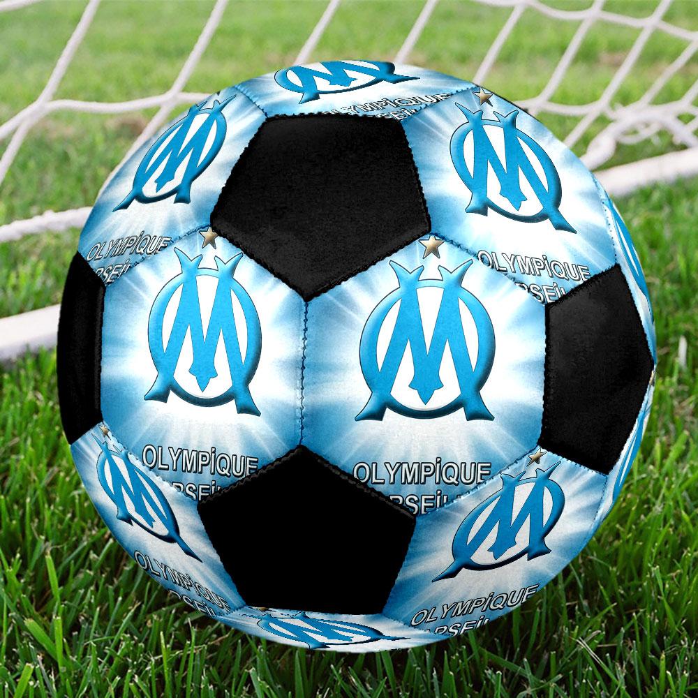 1PC Olympique De Marseille Size 5 Soccer Ball PrahaIndoor Soccer Ball Colorful All Ages Machine Stitched PVC Competition Ready Durable High-Bounce