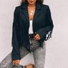 Giacca Casual da Donna a Vestibilità Larga con Manica Lunga Colorata e Revers con Nappe