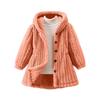 Girls' Fashionable Casual Solid Color Plush Warm Cardigan Long Sleeved Hooded Jacket