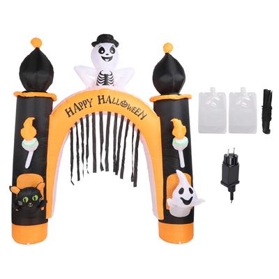 8ft Skull Ghost Inflatable Arch LED Light Indoor Outdoor Pumpkin Ghost Blow Up Archway Decoration