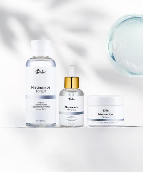 Thingko Niacinamide Brightening Skincare 3-Piece Set (Toner, Ampoule, Cream) NONE