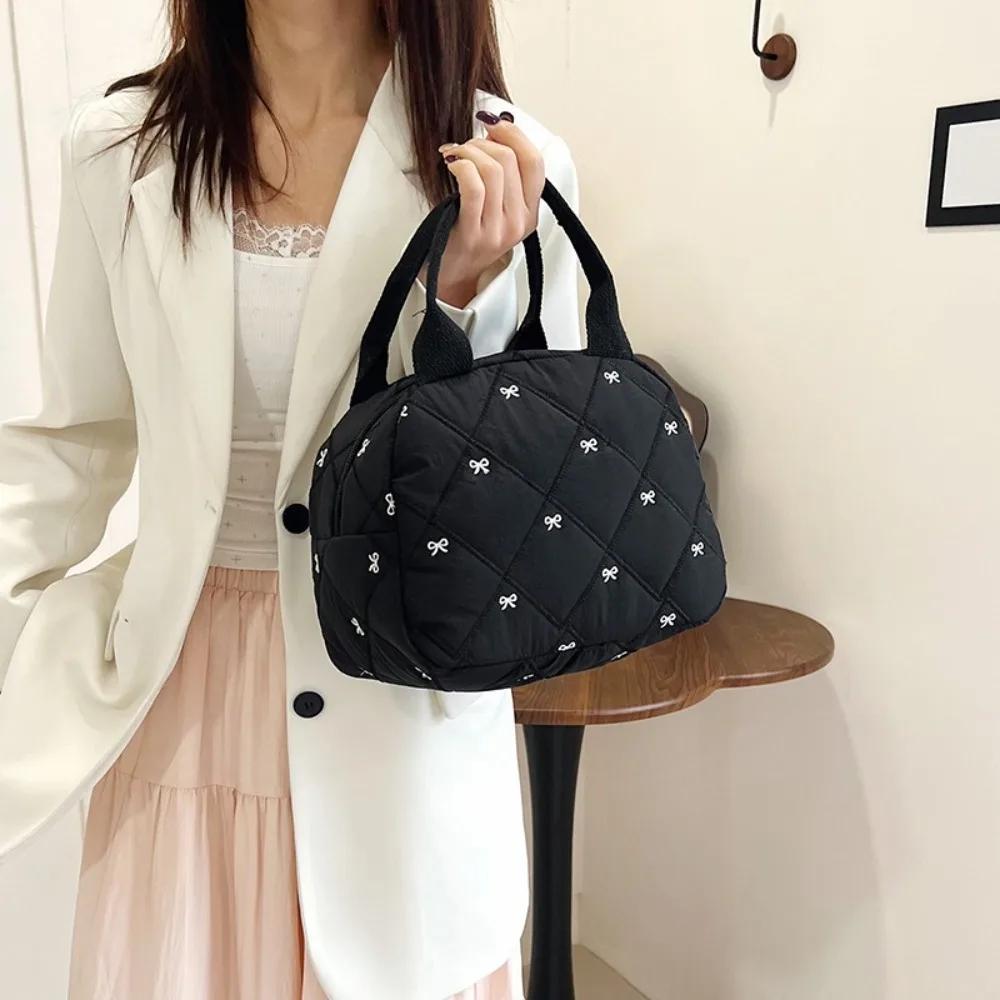 New Bow Lunch Bag Large Capacity Portable Cosmetics Storage Bag Makeup Bag Gift