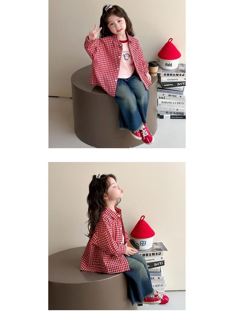 Girl's Plaid Shirt Jacket - Spring & Autumn 2025 Style for Baby & Toddler
