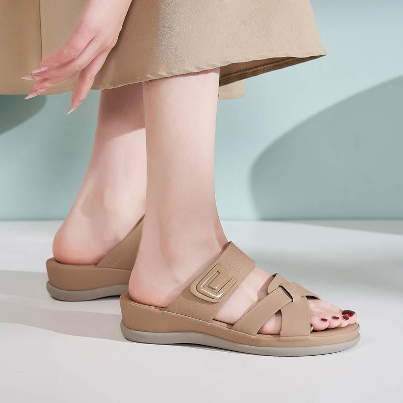 2025 Summer Thick-Soled Sandals For Women Casual And Comfortable Large Size Simple And Versatile Slippers Free To Exercise