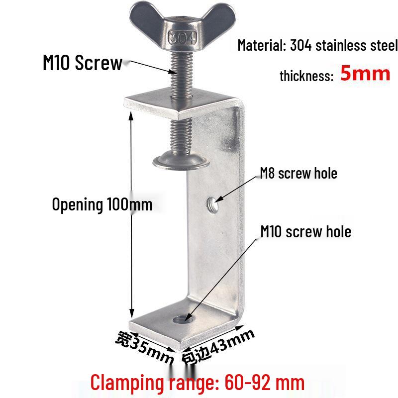 304 Stainless Steel Tiger C-Clamp U-Shaped Fixture with Hand-Tightened Eyebolt