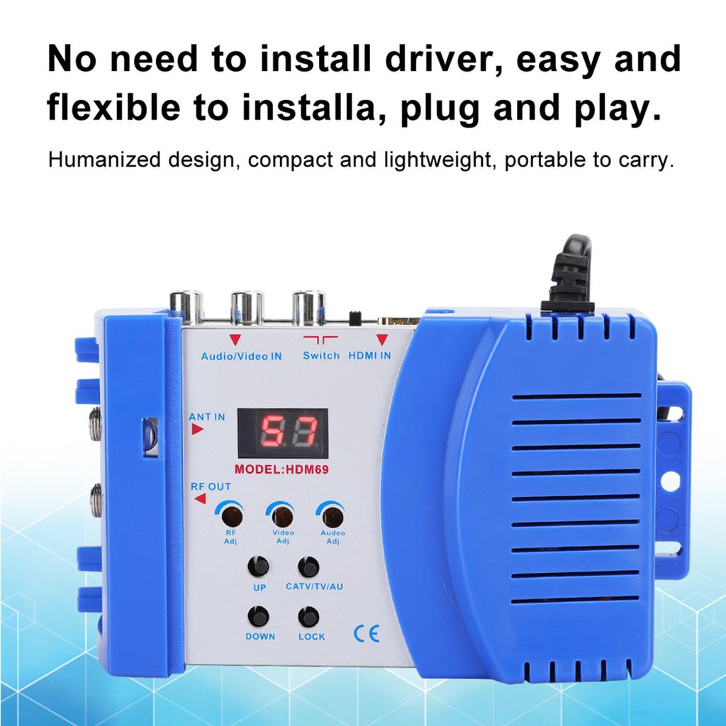 HDM69 Digital RF HD Multimedia Interface Modulator AV to RF Converter VHF UHF PAL Standard Portable Modulator for