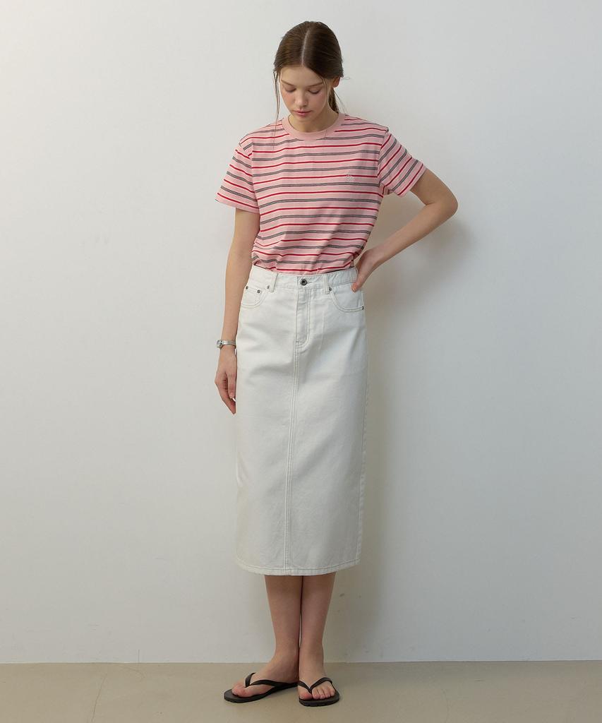 City Breeze Denim Long Skirt_White