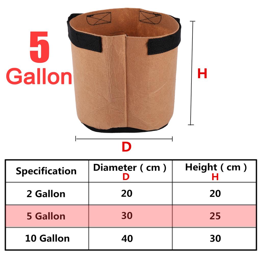 Bolsa de Cultivo de Tela para Plantas 1/2/3/5/7/10/17 Galones Maceta de Guardería Jardín Flor Verdura Tomate Patata Fresa Maceta de Cultivo